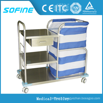 SF-HJ4060 hospital use stainless steel hospital cart with wheels